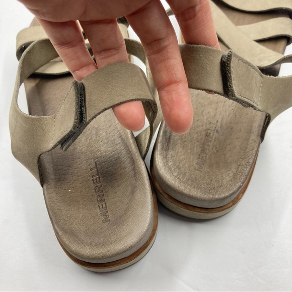 Merrell Leather Sandals  8 Taupe Velcro Juno BackStrap - Picture 7 of 16